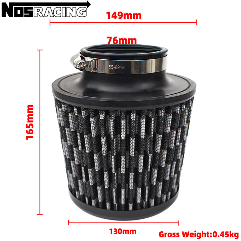 High Flow Air Filter Cold Air Intake 76mm 3inch Universal Racing Sport Airfilter Cone Car Engine Air Inlet