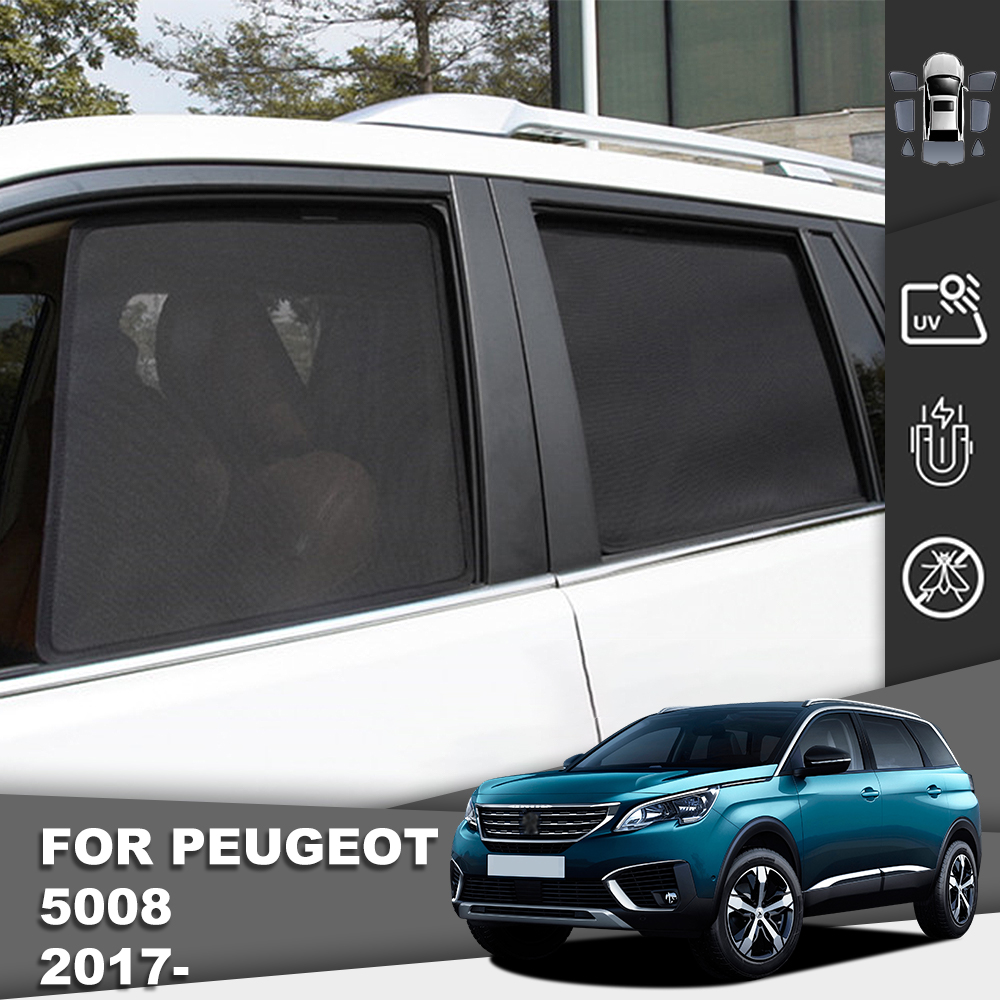 For Peugeot 5008 T87 2017-2023 2024 Magnetic Car Sunshade Shield Front Windshield Curtain Rear Side Baby Window Sun Shade Visor