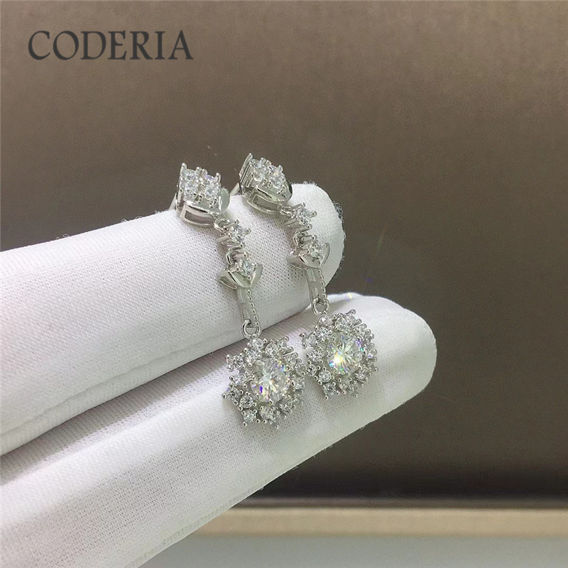 1 Carat GRA Moissanite Lucky Compass Pendant Earrings 100% 925 sterling silver D color VVS ultra white Diamond earrings Jewelry