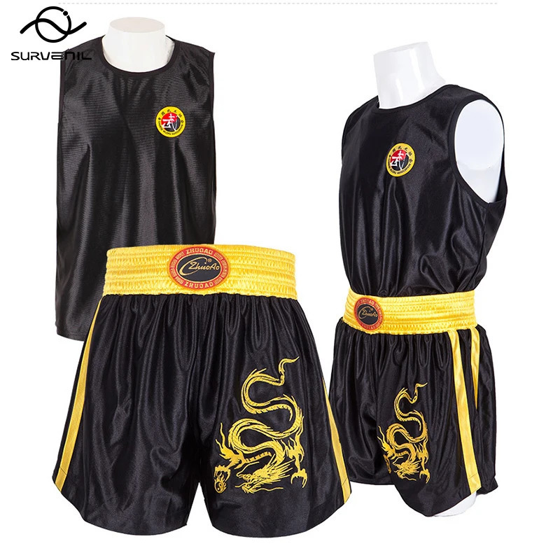 Muay Thai Shorts MMA T Shirt Kungfu Wushu Clothing Martial Arts Sanda Rashguard Boxing Pants Men Women Kids Performance Costume 240615