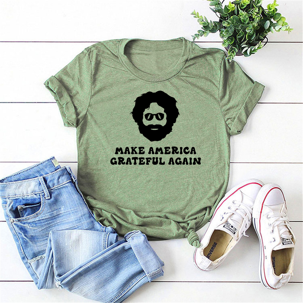 Make America Grateful Again Shirt Funny Jerry Garcia Graphic Tee The Grateful-Dead Merch Shirts Gift Gfor Fans Hipster Tops