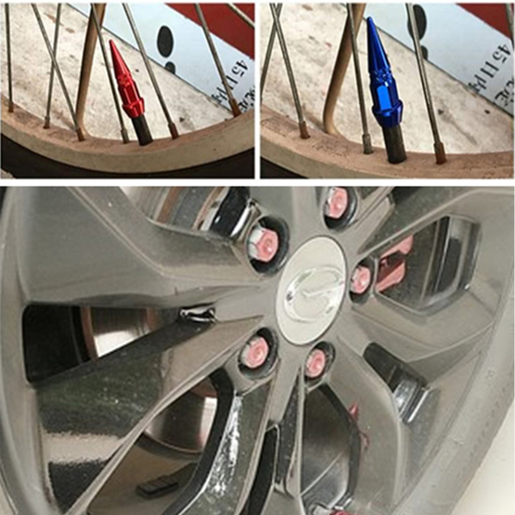 Car Tires Rim Valve Aluminum Solid Stem Nut Wheel Air Caps Colorful Car Wheel Tire Valve Caps Spiked Lug Nuts for Most Vehicles