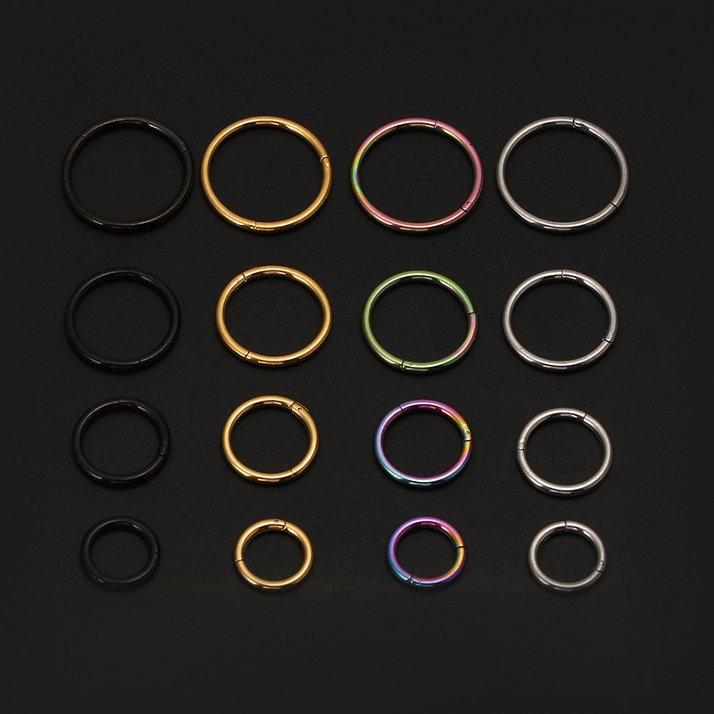 G23 Titanium Nose Rings Hinged Segment Ear Clips Cartilage Tragus Helix Lip Nose Earring Clicker Piercing Body Jewelry For Women
