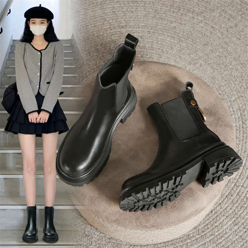 Chelsea Women S New English Style Autumn Thick Sole Slimming Casual Versatile Short Boots Ddmysheep Ddmysheep ddmythur