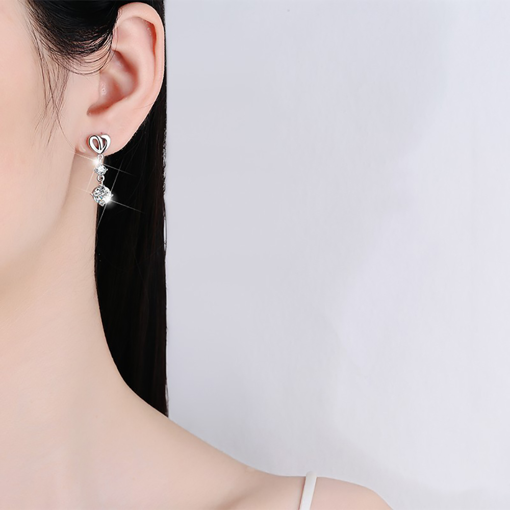 Serenity 2.2cttw Real D Color 1 Carat 6.5mm Full Moissanite Tassels Earring For Women S925 Sterling Silver Stud Ear Fine Jewelry