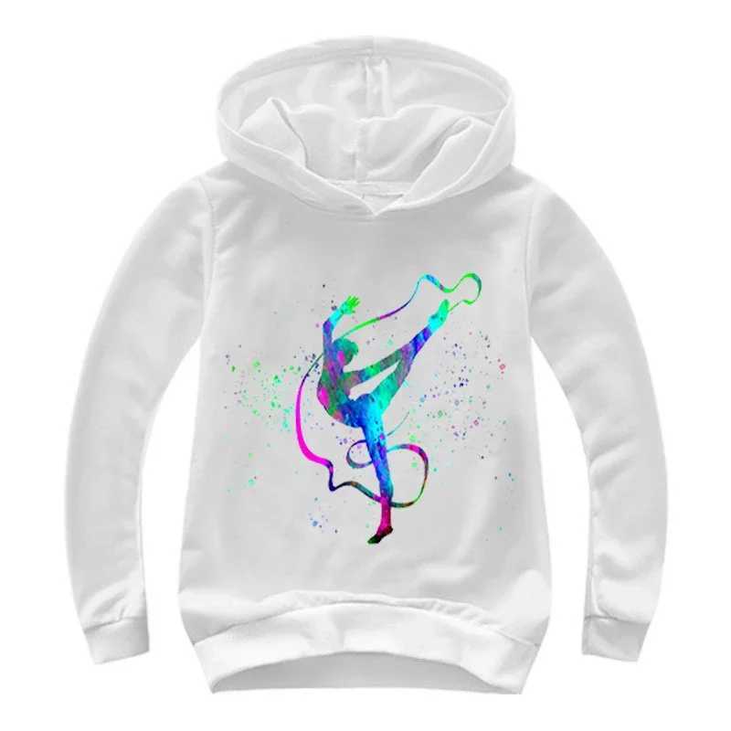 Hoodies Sweatshirts Watercolor Gymnastics Graphic Hoodie Children Spring Autumn Cartoon Hooded GYM Sweatshirts Boys Pullover Tracksuits Girls tops WX6.4