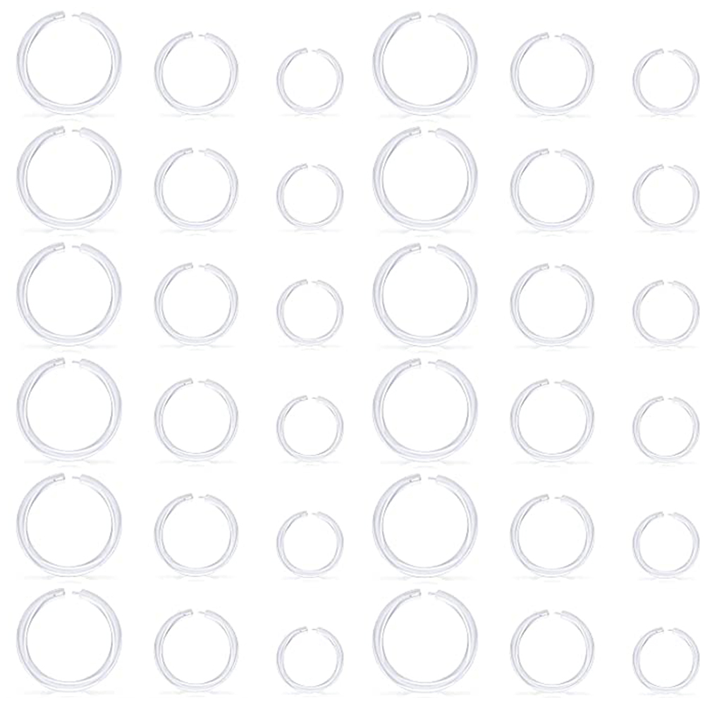 18PCS Clear Segment Rings Piercing Retainer Clear Bioflex Plastic Tragus Clicker Helix Cartilage Earrings Hoop Lip Jewelry