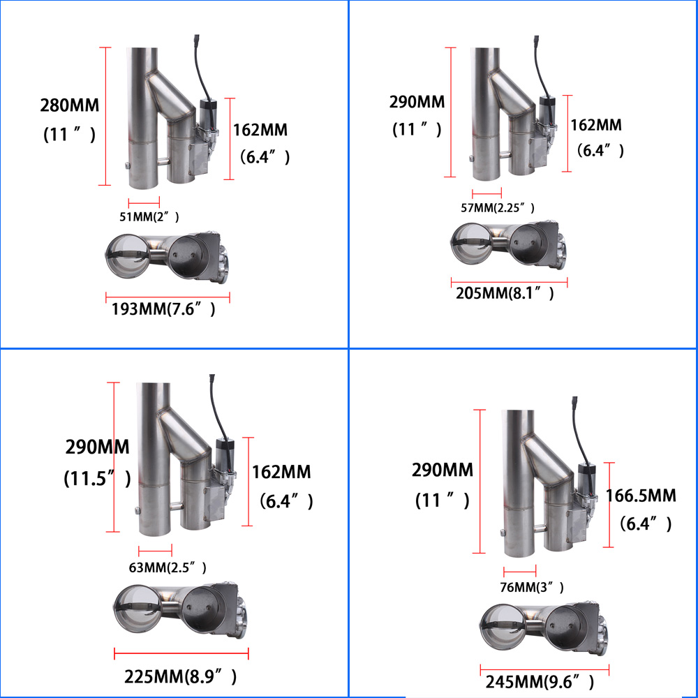 Universal 2&quot 2.25'' 2.5'' 3&quot Double Valve Electric Exhaust Cut Out Valve Exhaust Pipe Muffler Kit