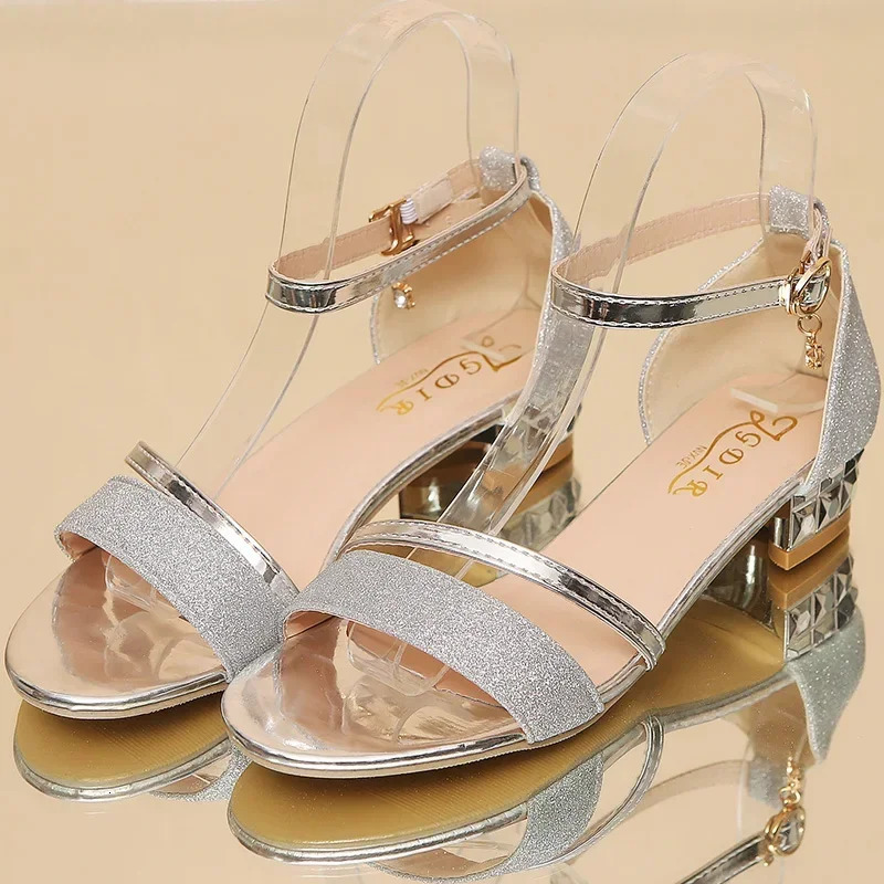 Fashion Woman Summer Gold Open Toe Sandal Dress Shoes Womens High Heels Sandals Platform Wedges Heeled Pumps Ladies Shoe 240629