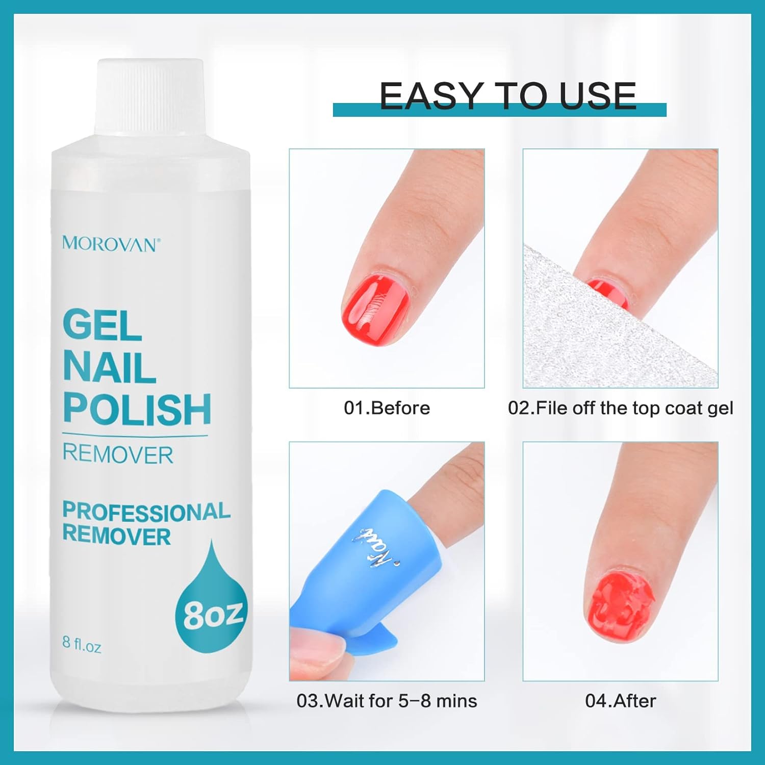 Nail Gel Remover Acetone Free Nail Polish Remover for Nails Remove Soak-Off Nature Nail Gel Polish Acrylic Dip (80ml / 240ml)