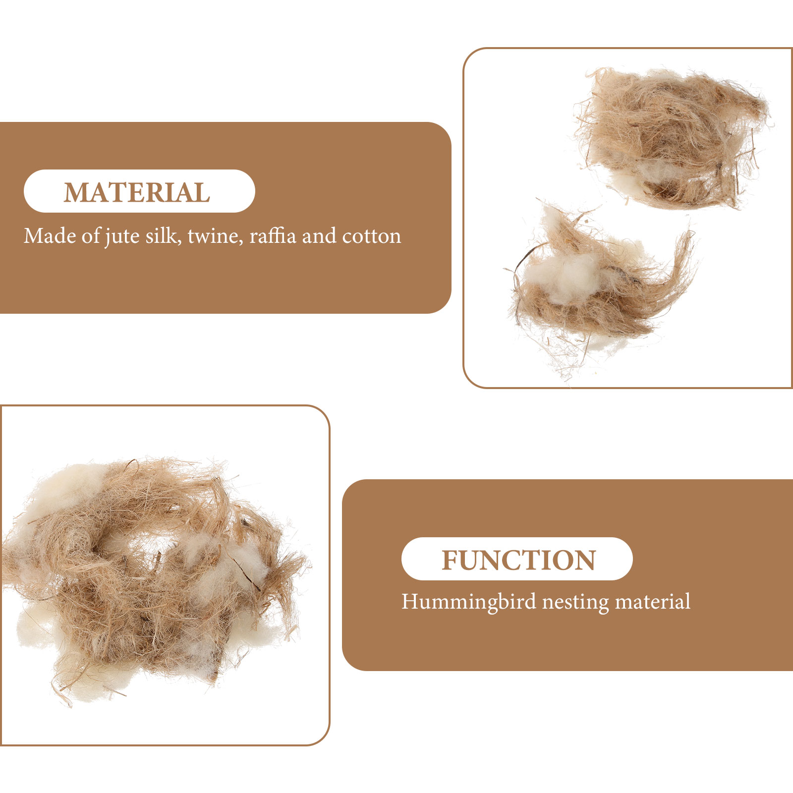 Bird Nesting Material Hummingbird Parrots Mix for Wild Materials Wool Natural