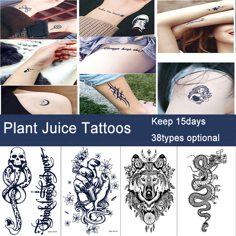 1PC Semi-permanent Tattoo Stickers Plant Lasting Big Picture Tattoo Blue Flower Arm Non-reflective Herbal Juice Tattoo Stickers