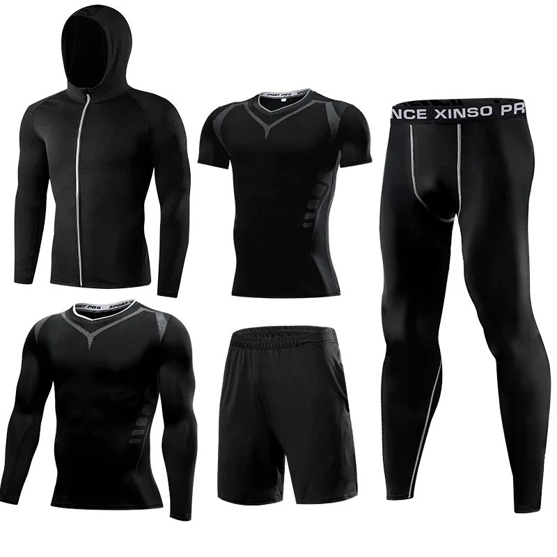 Compression Sports Wear Mens Running Tracksuit Suit Gym Fitness Clothes Sets Jogging Basketball Training 240620