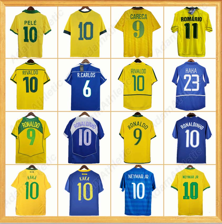 Brasil retro jerseys 1958 1970 Brazil vintage football shirts 1994 2002 PELE RONALDO RONALDINHO KAKA ROMARIO RIVALDO R.CARLOS NEYMAR JR classic soccer jersey