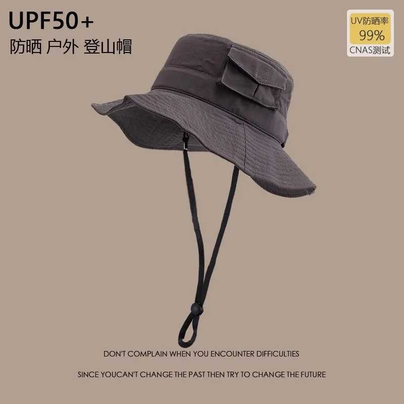 Wide Brim Hats Bucket Hats Women Spring Summer Outdoor Bucket Hat Sunscreen UV Protection with Pocket Summer Breathable Men Fishing Mountaineering Hat