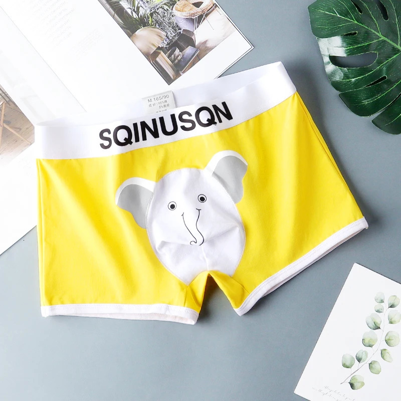 SQINUSQN mens boxer panties Breathable underwear cute little elephant Comfortable Men Underpants size M4XL 240627