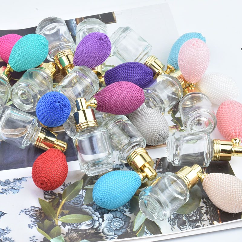 Botella pulverizadora de Perfume colorida, atomizador de vidrio para aceites esenciales, globo de gasolina, 5ml, lote de 3 unidades