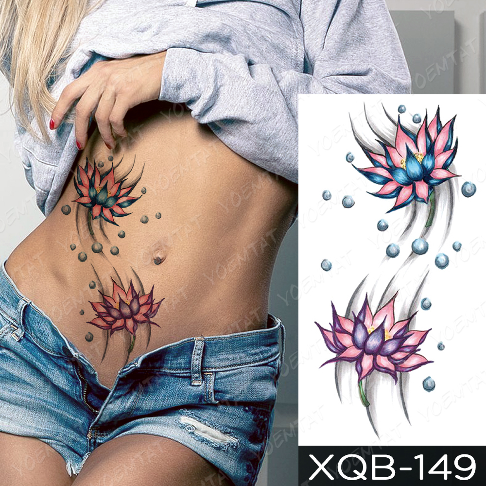 Waterproof Temporary Tattoo Sticker Lotus Butterfly Rose Flash Tattoos Flowers Bird Dreamcatcher Body Art Arm Fake Sleeve Tatoo