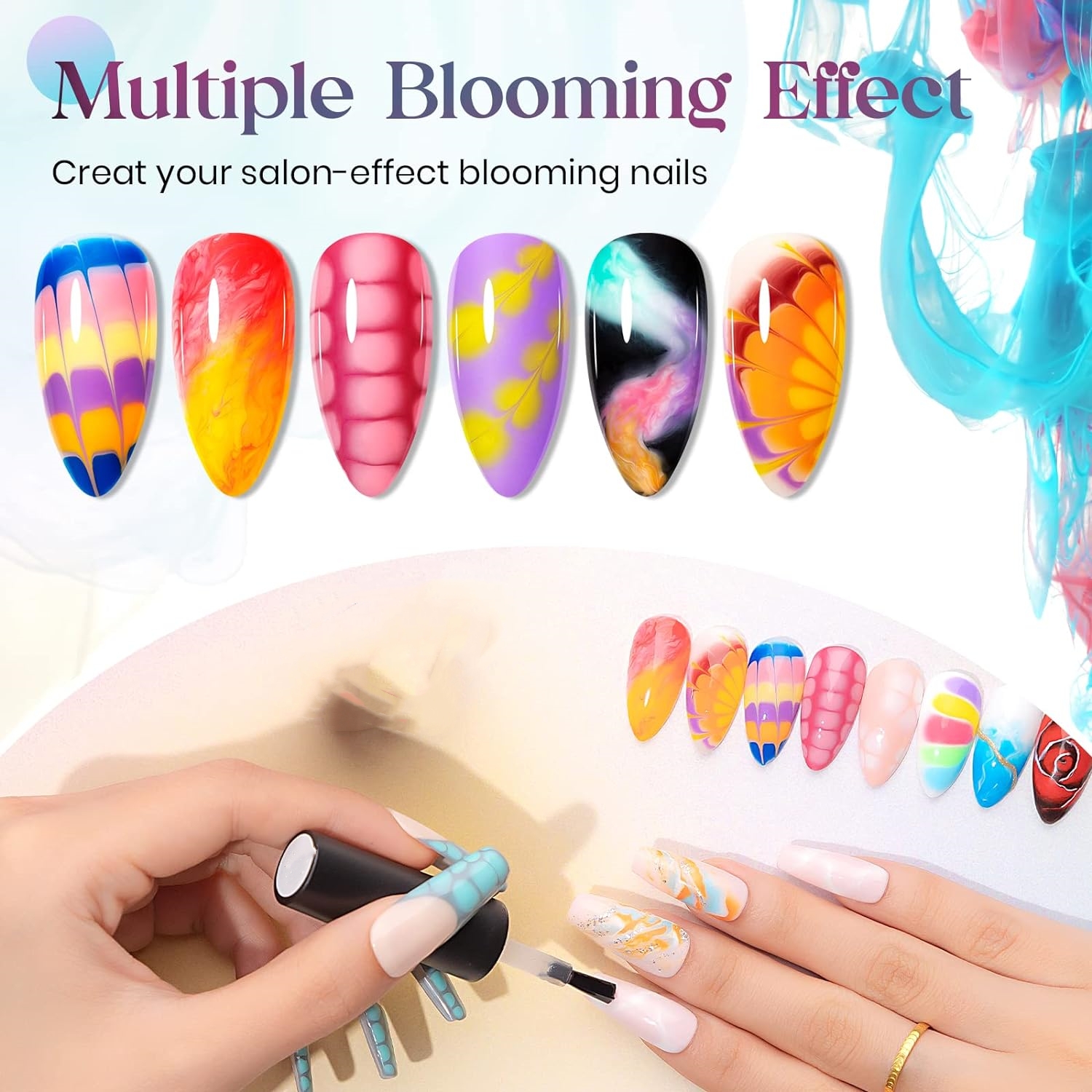 Makartt Clear Blooming Gel, 15ml Soak Off Nail Lamp Gel Nail Polish Glossy Finish Long Lasting for Home Nail DIY Manicure