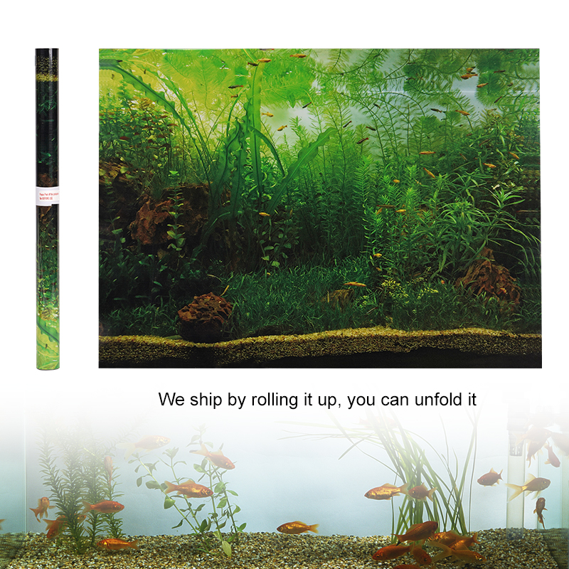 Aquarium Background Poster PVC Adhesive Sticker Fish Tank Seafloor Water Grass Background Decoration Painting PVC Sticker