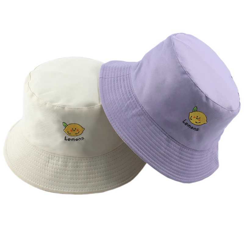 Wide Brim Hats Bucket Hats Panama Bucket Hats Women Men Summer Sun Hat Lemon Pineapple ato Embroidered Fishing Hat Bob Hip Hop Caps