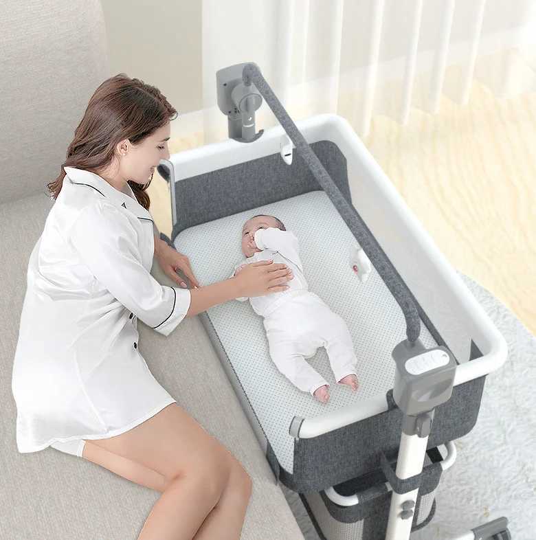 Baby Cribs Electric Baby Bed Cribs Portable Foldable Electric Cot Safety kids Cribs Bassinet Baby swing bed WX