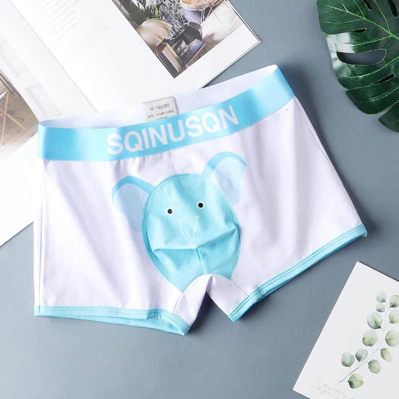 SQINUSQN mens boxer panties Breathable underwear cute little elephant Comfortable Men Underpants size M4XL 240627