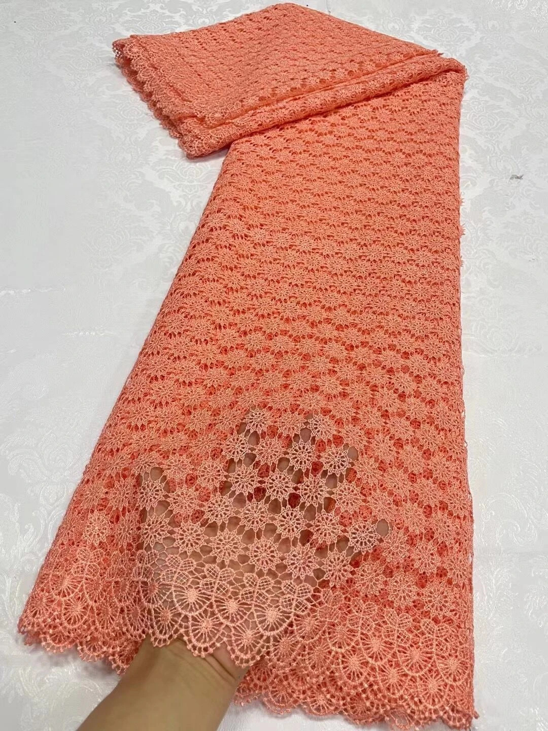 High Quality 2024 African Nigerian Tulle Lace Fabric Embroidery Cotton Wedding Party Golden Dress Damask Sequins 5Yard JL251 240618