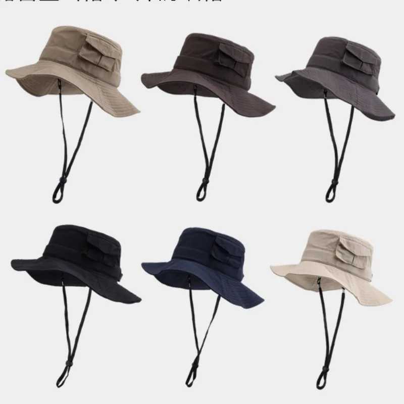 Wide Brim Hats Bucket Hats Women Spring Summer Outdoor Bucket Hat Sunscreen UV Protection with Pocket Summer Breathable Men Fishing Mountaineering Hat