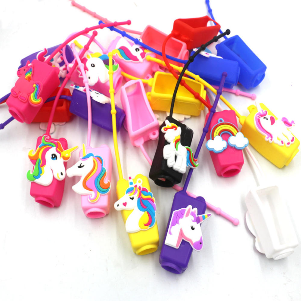 30ML Cute Unicorn Animal Pattern Food Silicone Mini Hand Sanitizer Holder Travel Portable Gel Holder Hangable Liquid Dispenser