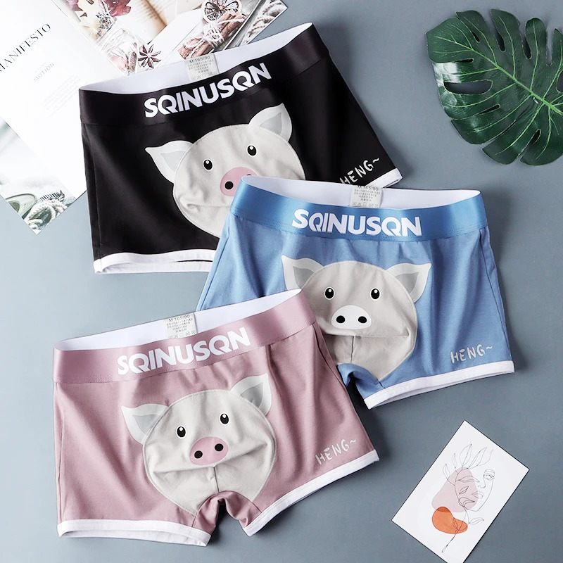 SQINUSQN mens boxer panties Breathable underwear cute little pig ComfortableMen Underpants size M4XL 240627