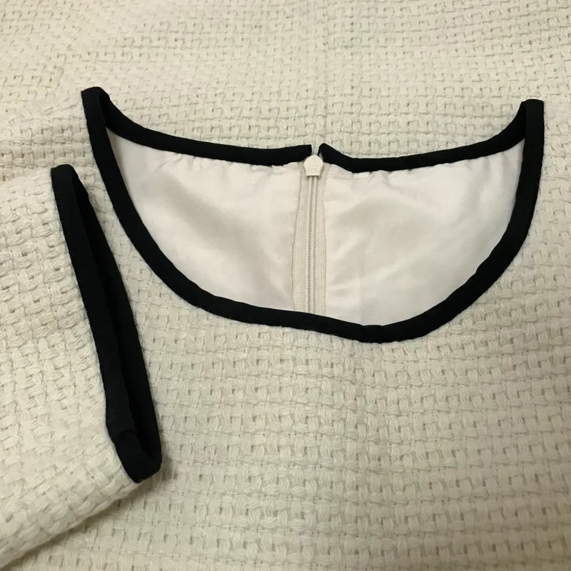 Spring Autumn Office Lady Mini Tweed Dress Women Short O-Neck Half Sleeve Straight Casual Style for Female Dress Vestidos 240625