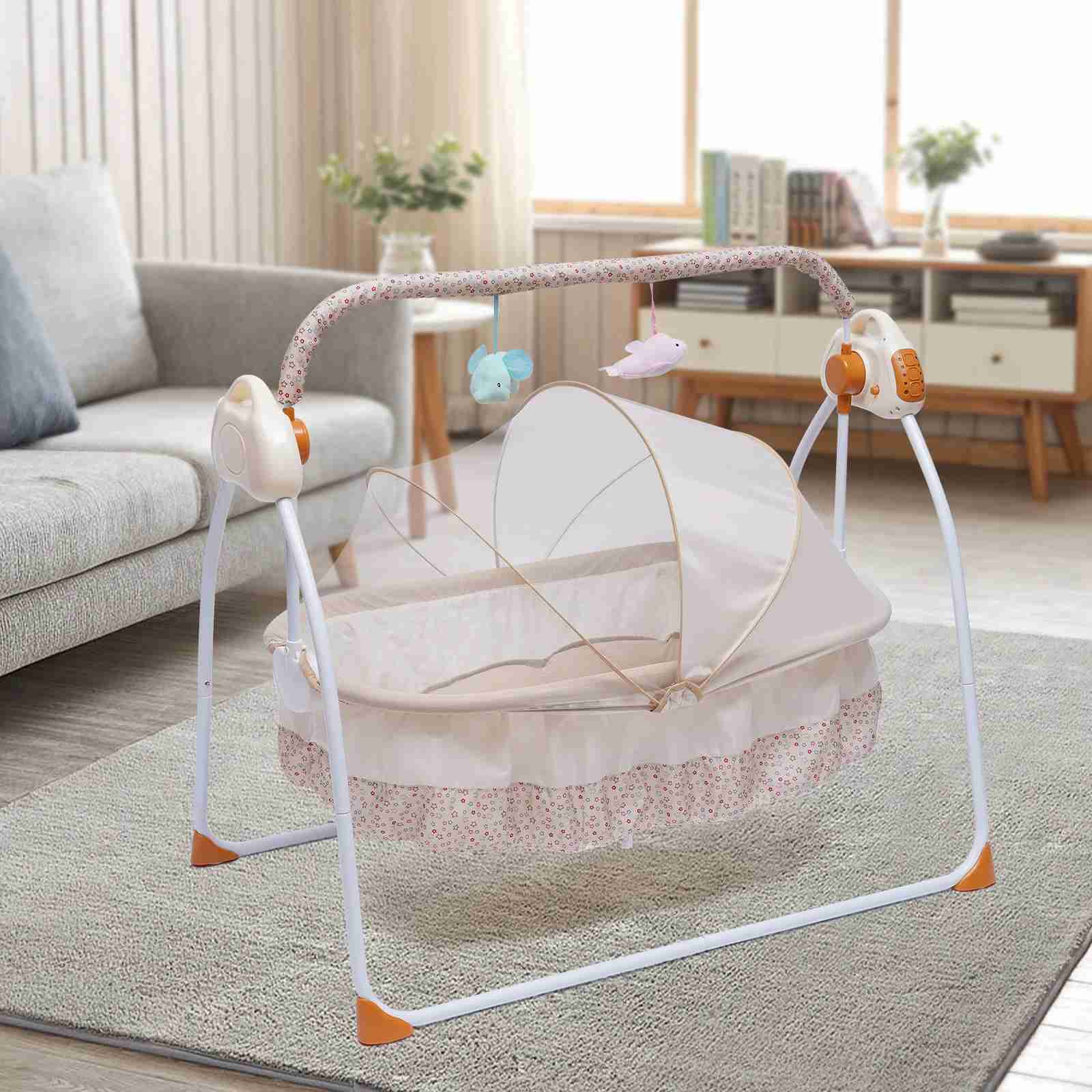 Baby Cribs 3 Colors Bluetooth Electric Auto Swing Bed Baby Cradle Safe Crib Infant Rocker W/ MP3 Music Soothing Artifact Bassinet WX