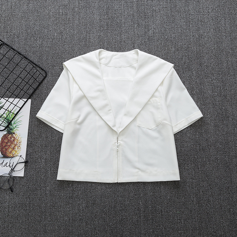 2021 Japanese School Short Sleeve White Sailor Suit T-shirt Sapporo Lapel Kanto Kansai Lapel Nagoya Lapel JK Uniforms Basic Tops
