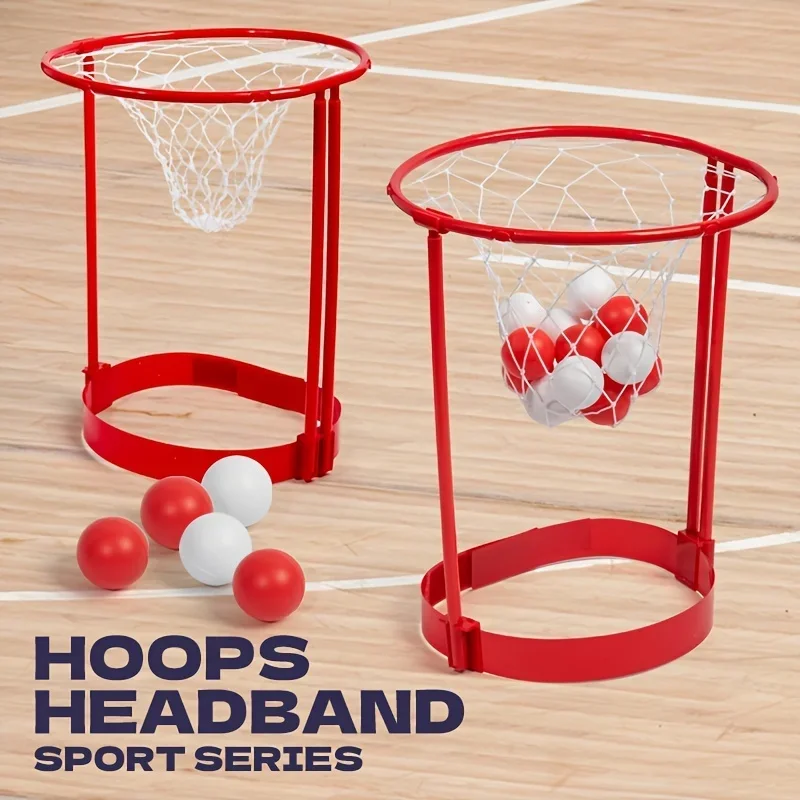 2 Packs Head Hoop Basketball Game Adjustable Basket Net Headband for Carnival Party Birthday Party Family Indoor Outdoor Game
