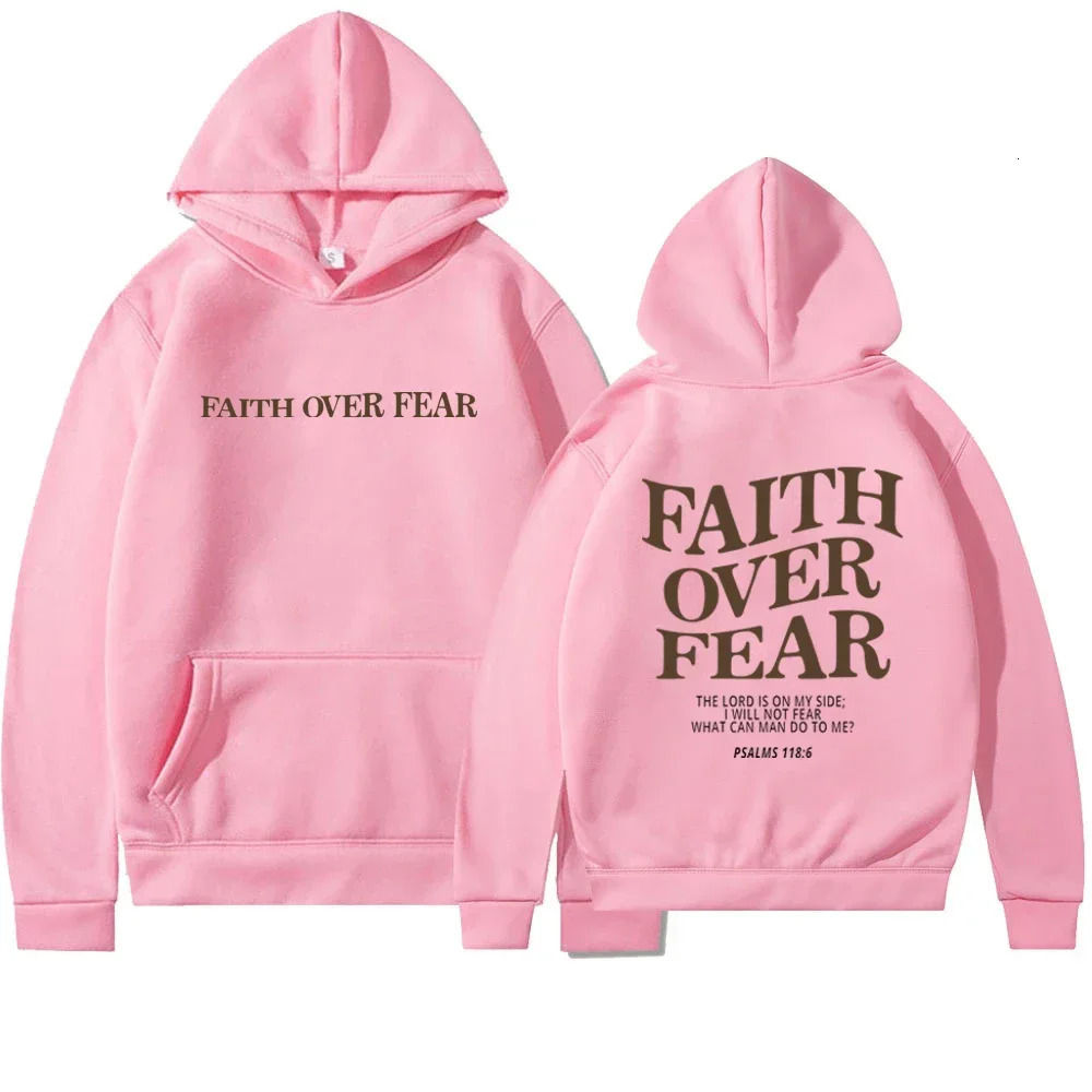 Faith Overcomes Fear Christian Hooded Sweatshirts Jesus Plus Size Hoodie Streetwear Fashion Pullover Men And Women Clothing 240627