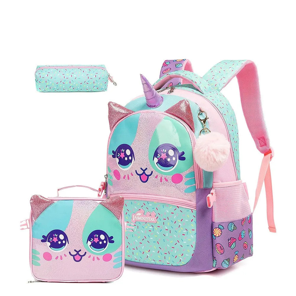 Kids Backpacks for Girls School Bag with Lunch Box School Backpack for Girls Set Cute Bookbag for Kindergarten 240621