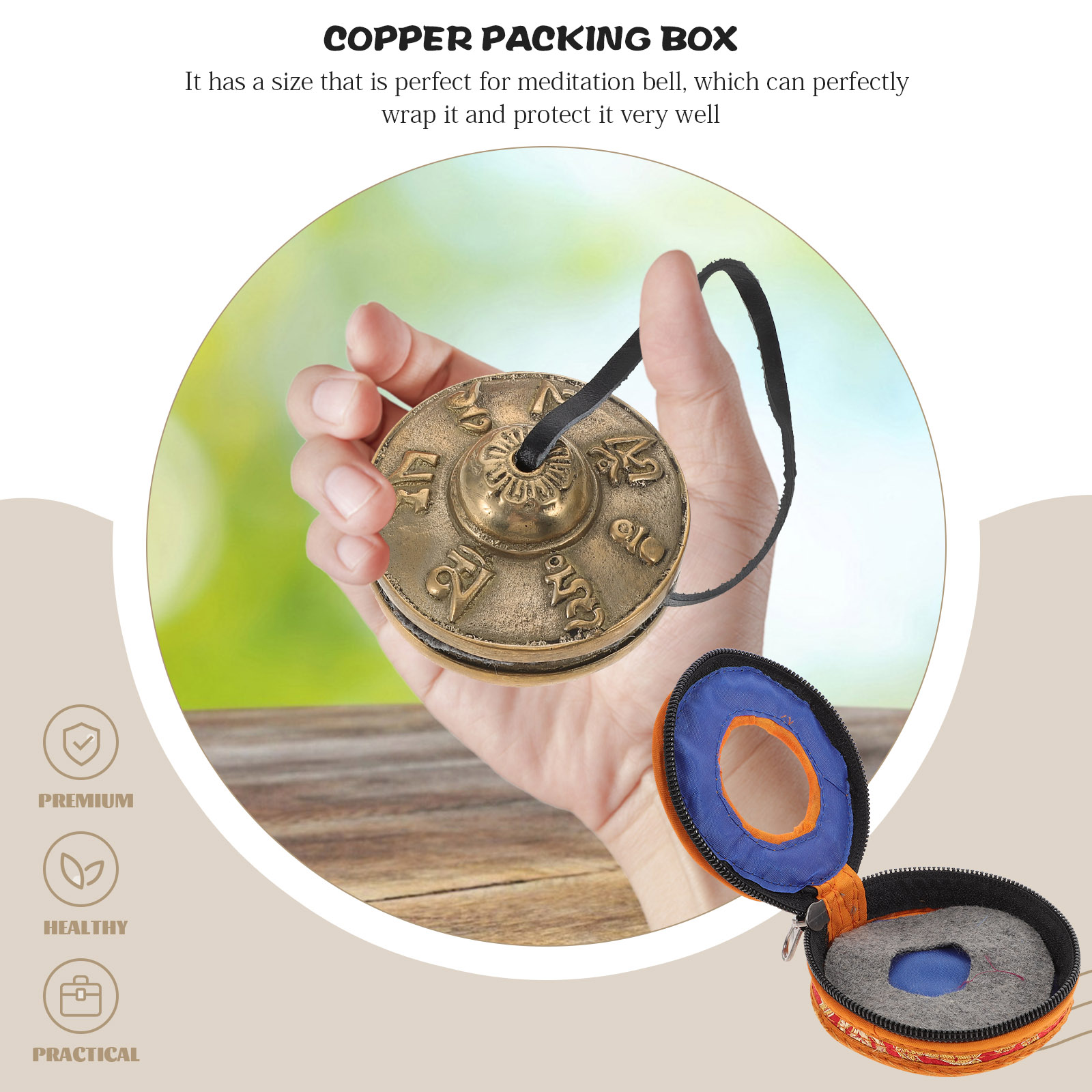 Storage Box Bell Ring Set Suitcase Tibetan Tingsha Bells Pouches for Meditation