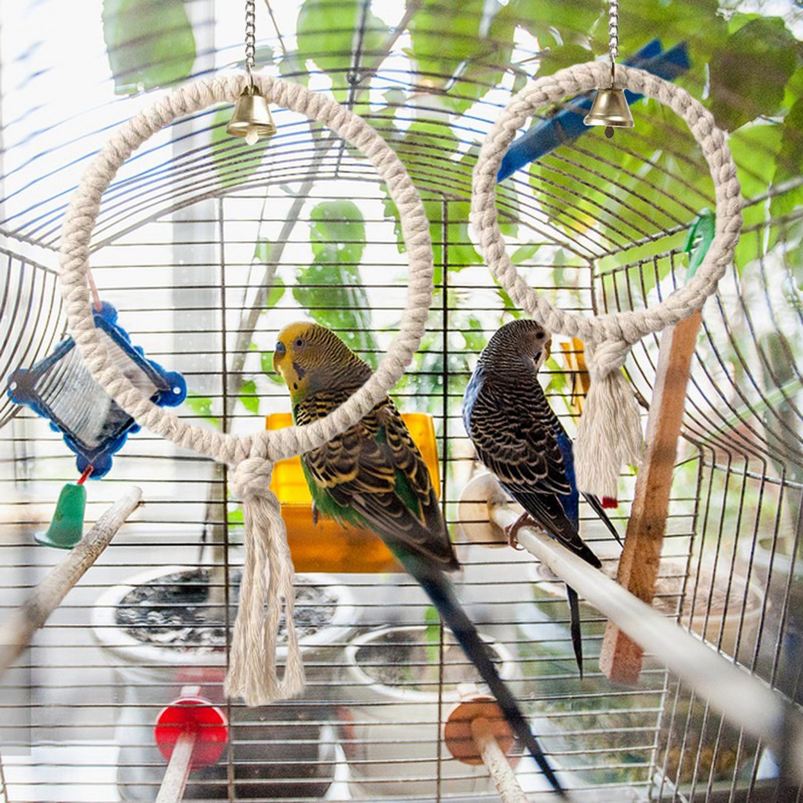 Circle Ring Support Bird Rope Perch Encourage Foot Exercise Nest Swing Parrot