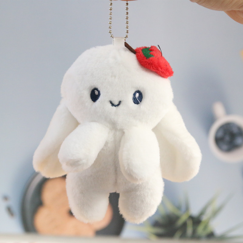 Easter Rabbit Bunny Fur Doll Key Chain for Kids Girls Women Bag Charms Plush Pom Pom Key Ring Toy Cellphone Car Pendant