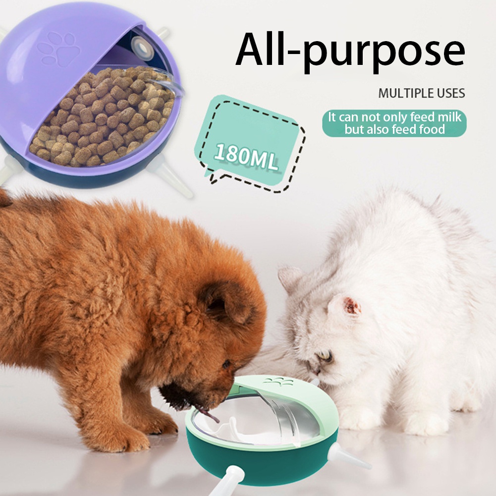 free shipping Kitten Milk Feeder Sets Nipple Puppy Bottles with 4 Nipples Silicone Nursing Cats Food Dispenser Newborn Pet Accessories