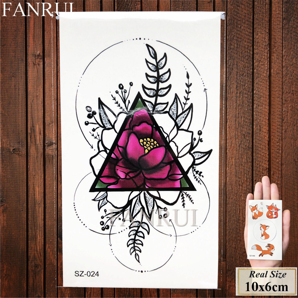 Temporary Tattoo Watercolor Women Lotus Fake Tattoo Stickers Men Black Sketch Forest Wolf Water Transfer DIY Tatoos Rose Flower