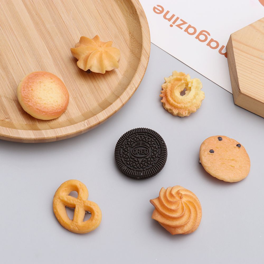 Women Girls 3D Bangs Individuality Snack Hair Accessories Cookies Hairpin Party Supplies Biscuit Hair Clip