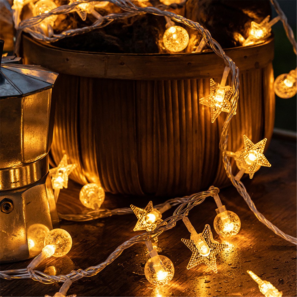 Garland Lights LED Ball Star Fairy String Waterproof Outdoor Lamp Christmas Holiday Wedding Party Light Decor USB/Battery Power