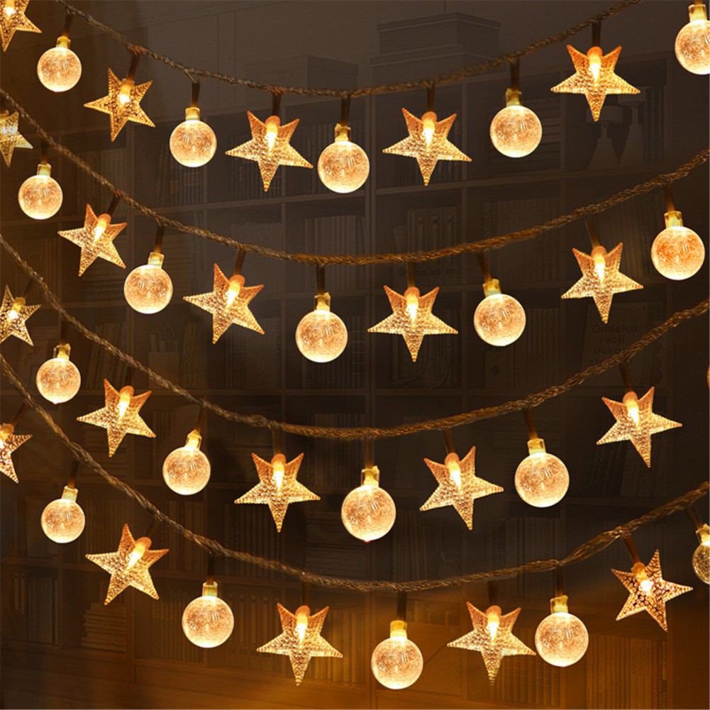 Garland Lights LED Ball Star Fairy String Waterproof Outdoor Lamp Christmas Holiday Wedding Party Light Decor USB/Battery Power