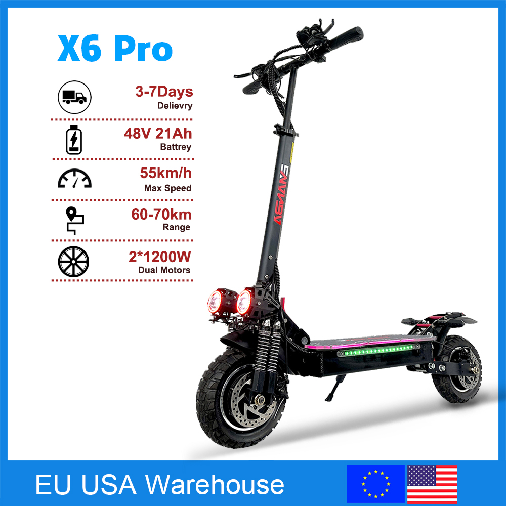 7Days Delivery 2400W 48V 21AH Dual Motor Wheel 10 Inch Maximum Kilometers 60-70KM Brake Folded Electric Scooter
