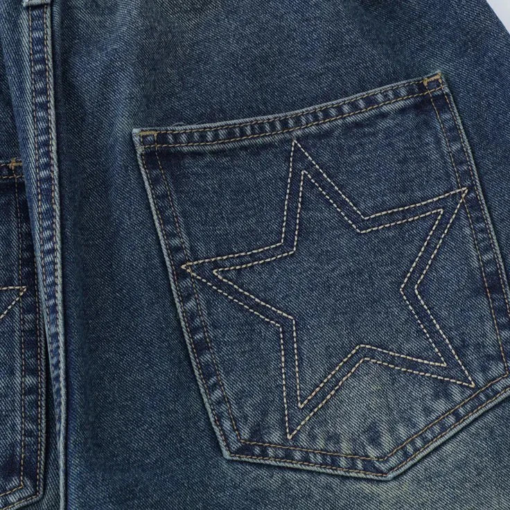 Aelfric Eden Retro Embroidery Star Patch Baggy Denim Shorts Men Jeans Shorts Y2K Harajuku Streetwear Summer Casual Short Pants 240626