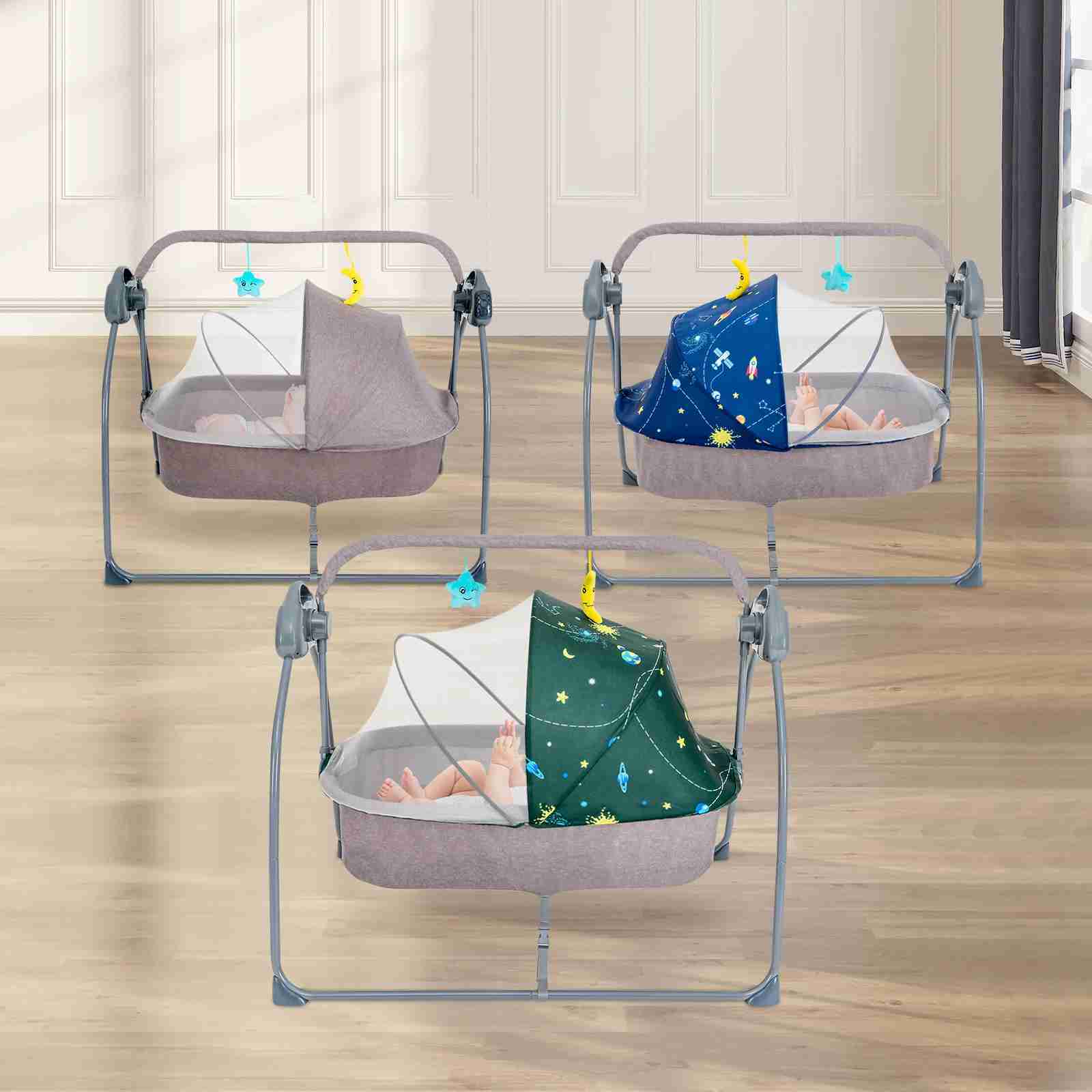 Baby Cribs Baby Cradle Swing 5 Speed Electric Stand Crib Auto Rocking Chair Bed with Remote Control Infant Musical Sleeping Basket for 0-1 WX
