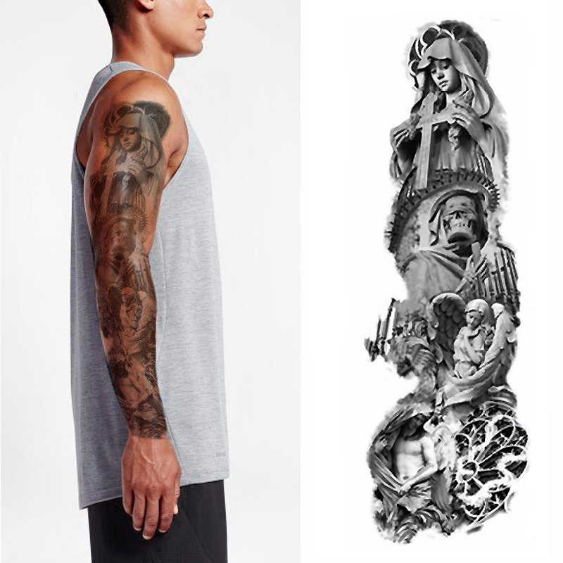 1pcs Christian Jesus Full Flower Arm Temporary Tattoo Sticker Body paint Water Transfer fake Tatoo sleeve