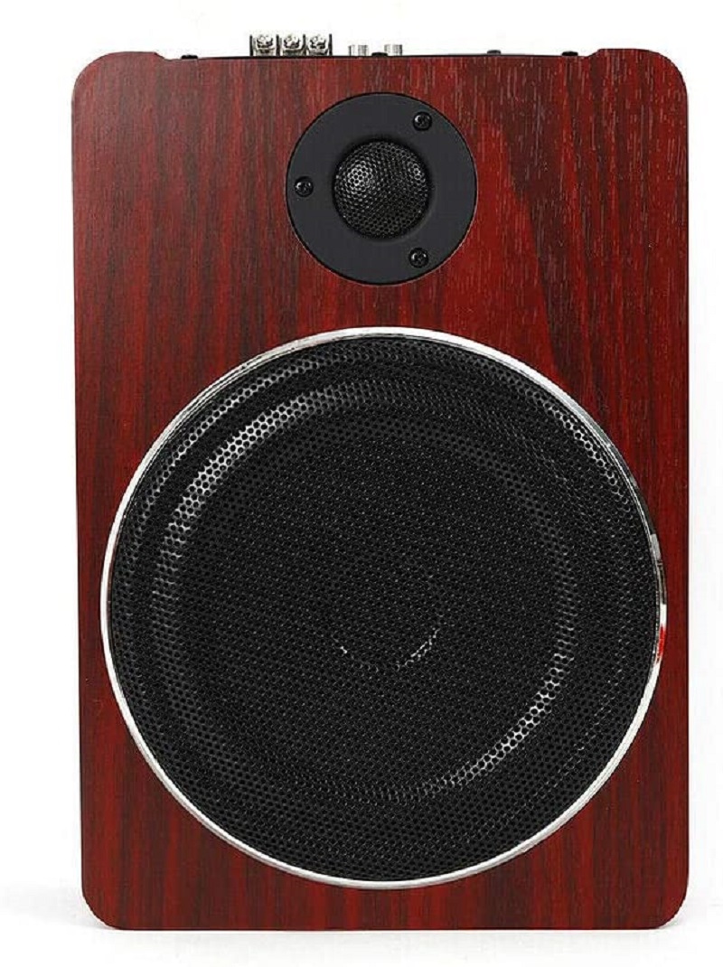 8" Under-Seat Powered Active Hideaway Car Truck Wood Subwoofer Amplifier Player Audio Bass HiFi Slim Speaker 600W 12V
